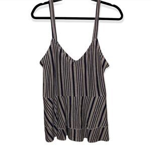 Women's Chaser Navy Blue & White Tiered Ruffle Tank Top